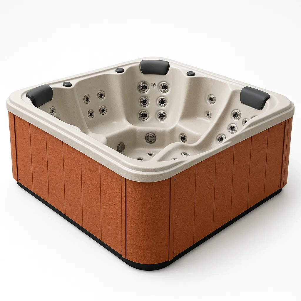 Spa rigide 210x210x85 cm Orange/beige pour 3 personnes lruqcJj419dz-Meuzen