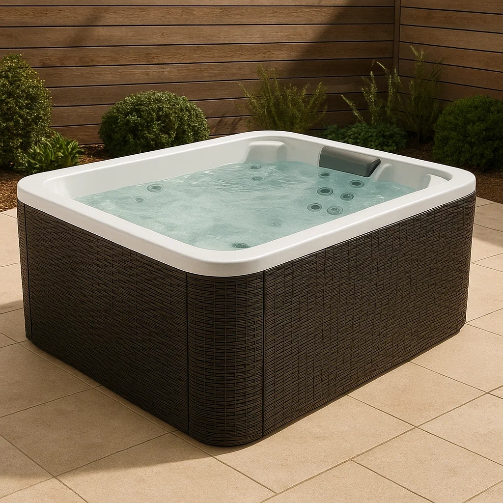 Spa rigide 200x160x80 cm blanc/marron foncé 1 personne osWVWid358zj-Meuzen