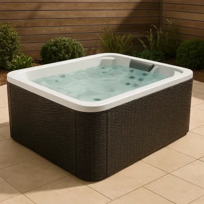 Spa rigide 200x160x80 cm blanc/marron foncé 1 personne osWVWid358zj-Meuzen