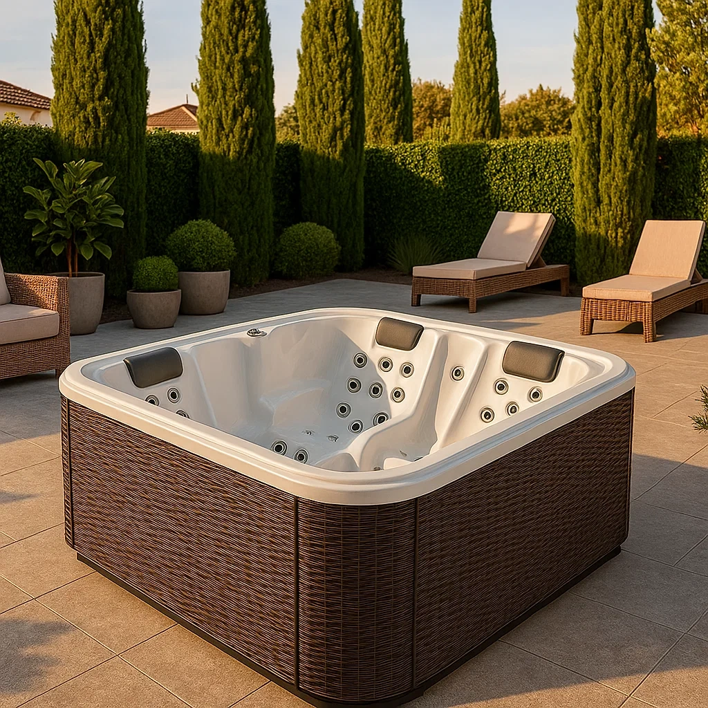 Spa rigide 200x200x80 cm, marron/blanc, 3 personnes VVPibyU359xp-Meuzen
