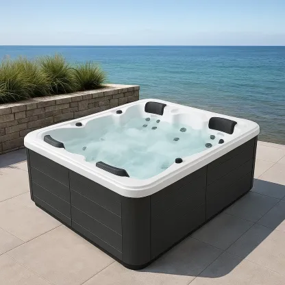 Spa rigide 180x120x80 cm noir/blanc pour 4 personnes ROrhneE368da-Meuzen
