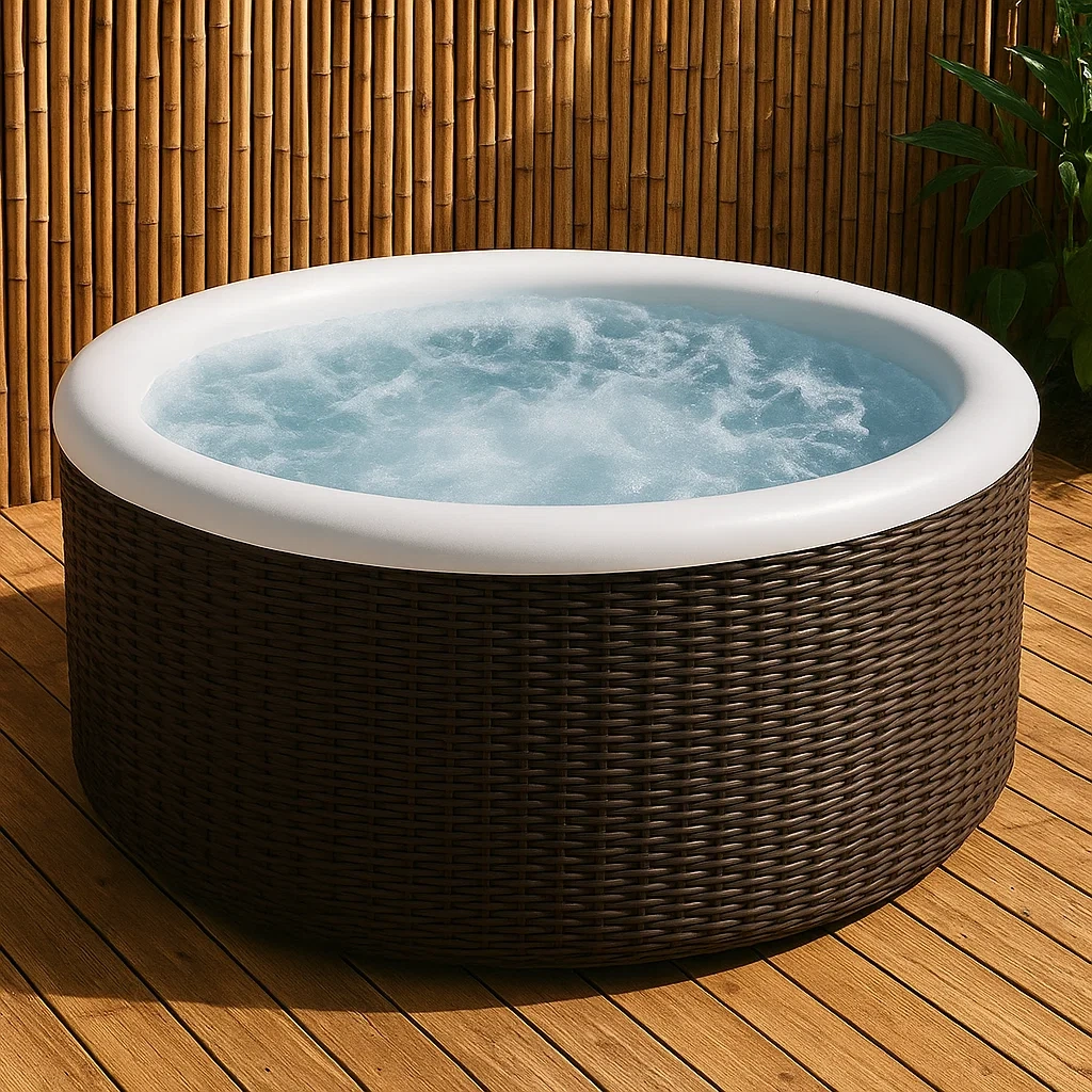 Spa rigide 185x185x75 cm marron foncé/blanc 4 personnes gbAbcEq369xt-Meuzen