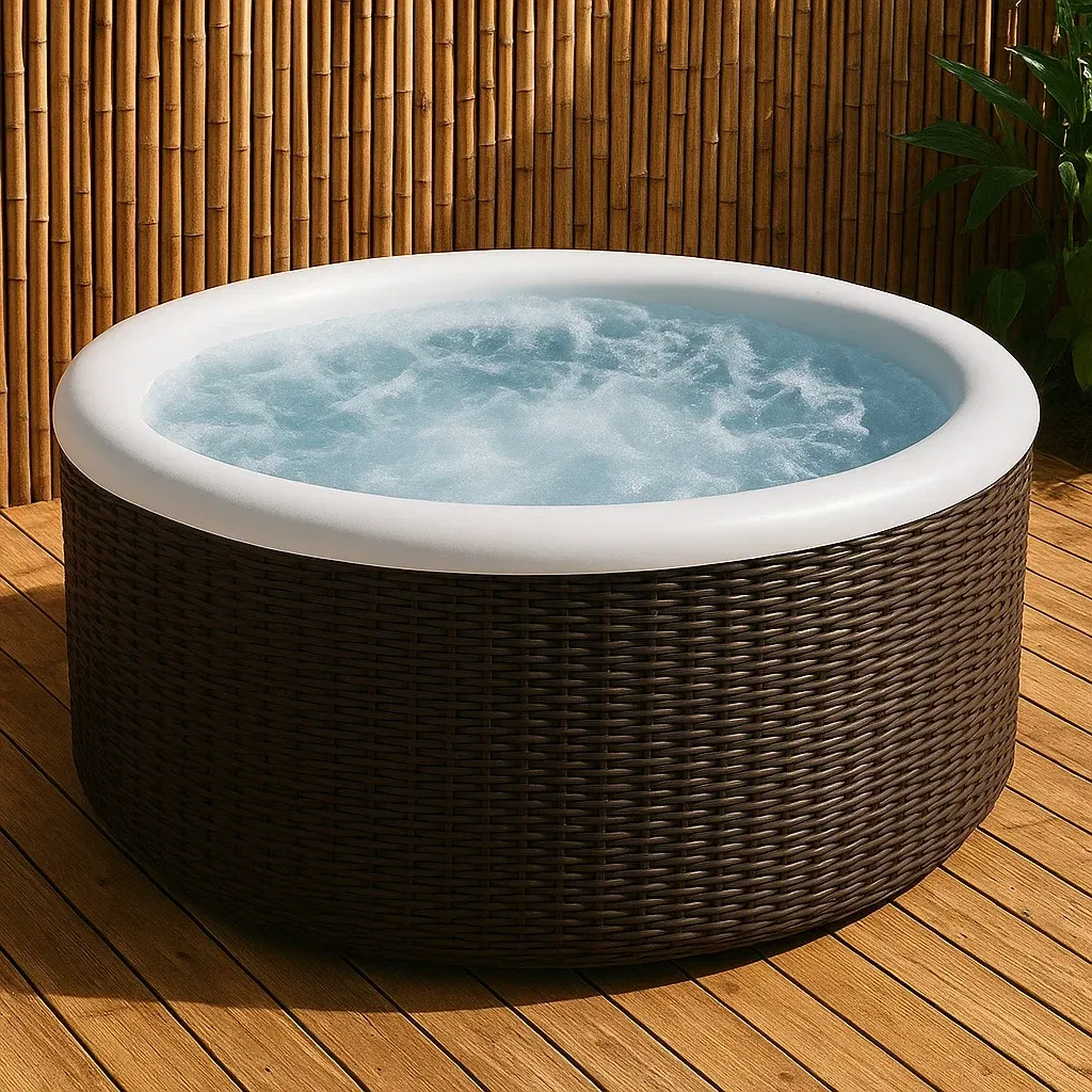Spa rigide 185x185x75 cm marron foncé/blanc 4 personnes gbAbcEq369xt-Meuzen