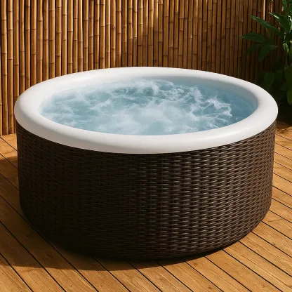 Spa rigide 185x185x75 cm marron foncé/blanc 4 personnes gbAbcEq369xt-Meuzen