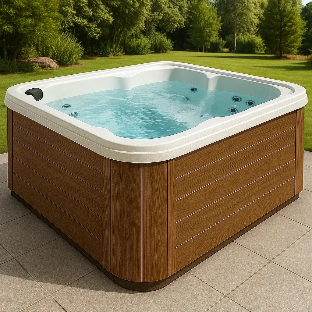 Spa rigide 200x200x95 cm blanc/marron bois 4 personnes CgsHuTm370qY-Meuzen