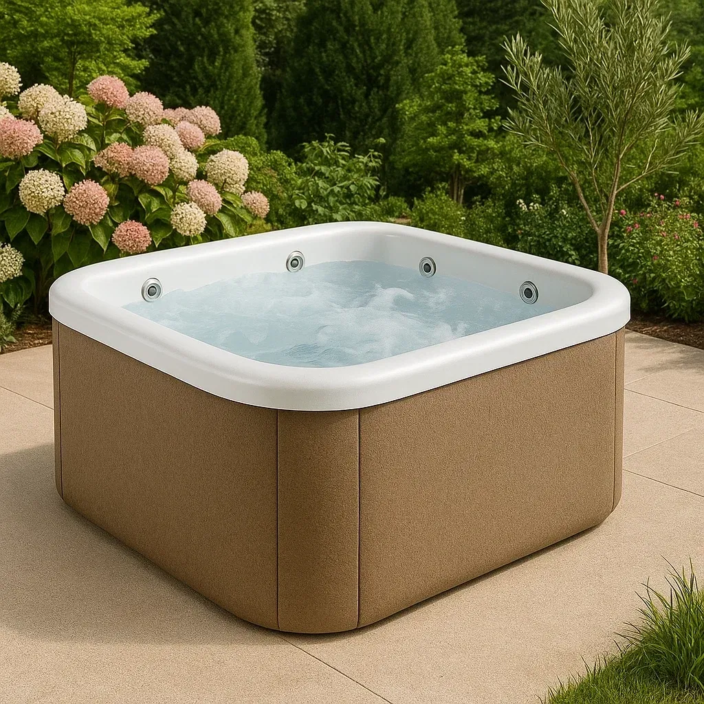 Spa rigide 180x180x85 cm marron clair/blanc pour 2 personnes SVJRVIU379Nm-Meuzen