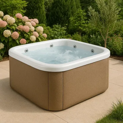 Spa rigide 180x180x85 cm marron clair/blanc pour 2 personnes SVJRVIU379Nm-Meuzen