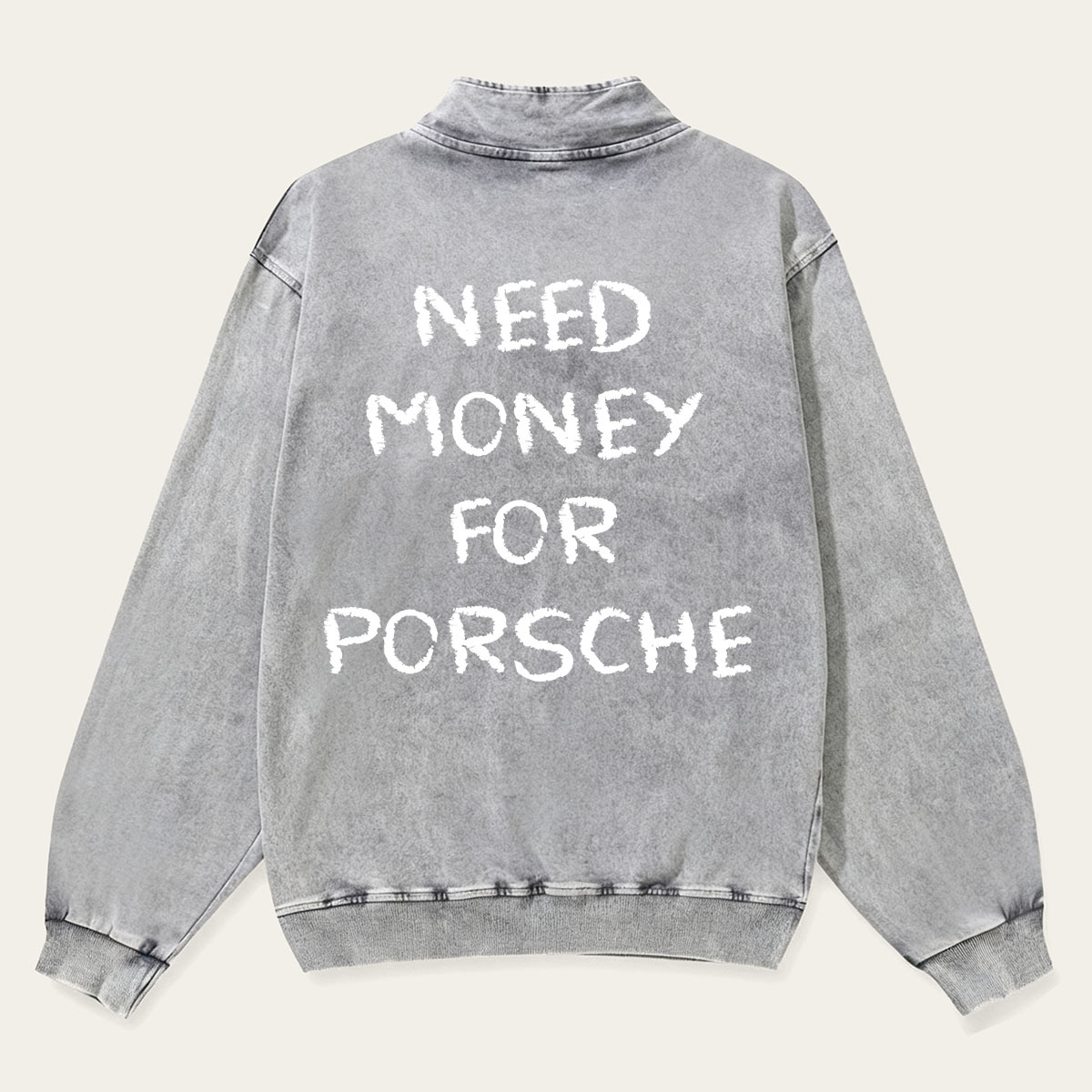 Need Money For 911 Unisex Multicolored Pure Washed Cotton Half-Zipper Pulloverr