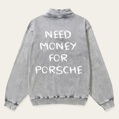 Need Money For 911 Unisex Multicolored Pure Washed Cotton Half-Zipper Pulloverr