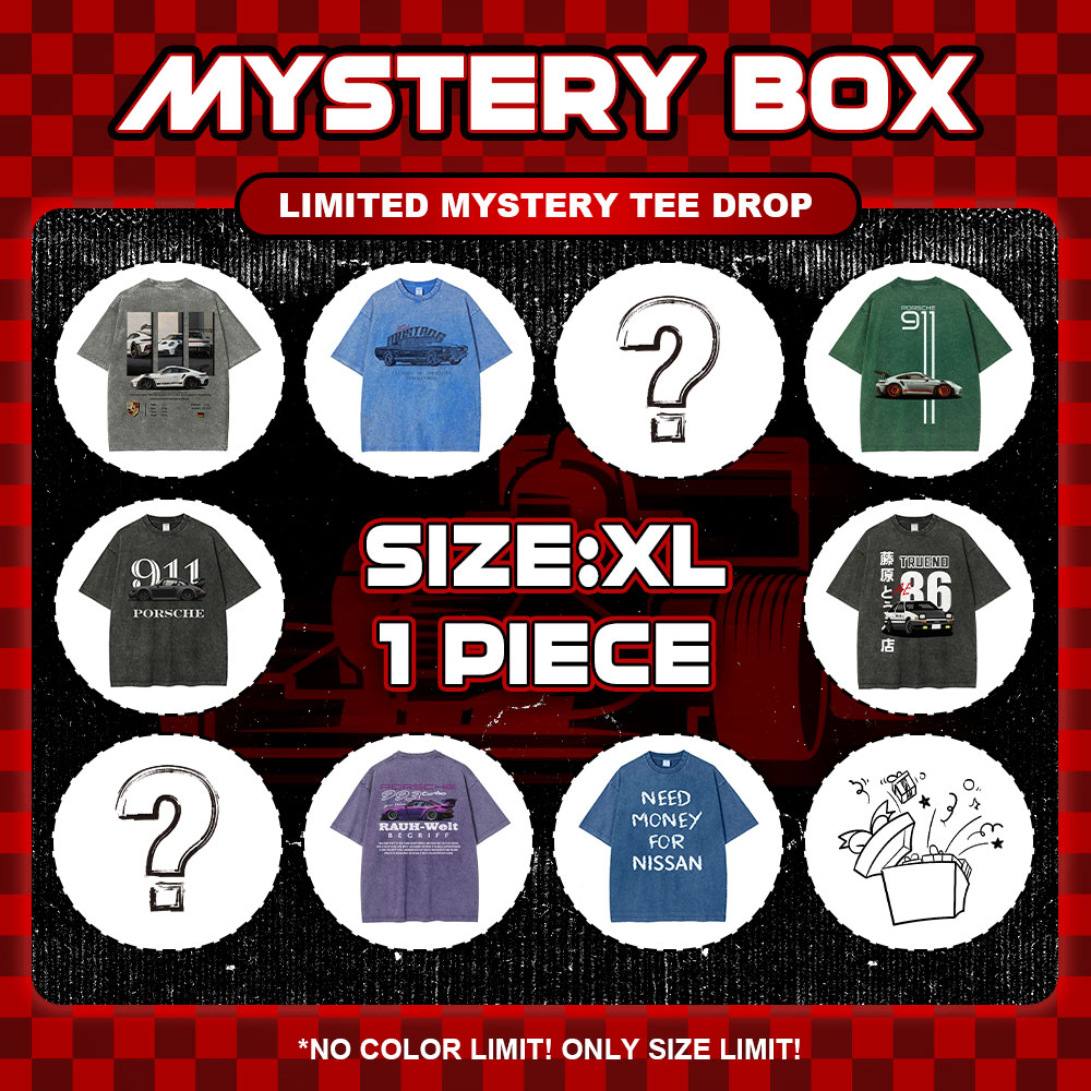 Car Print T-Shirt Blind Box - 100% Cotton & XL Size Surprise