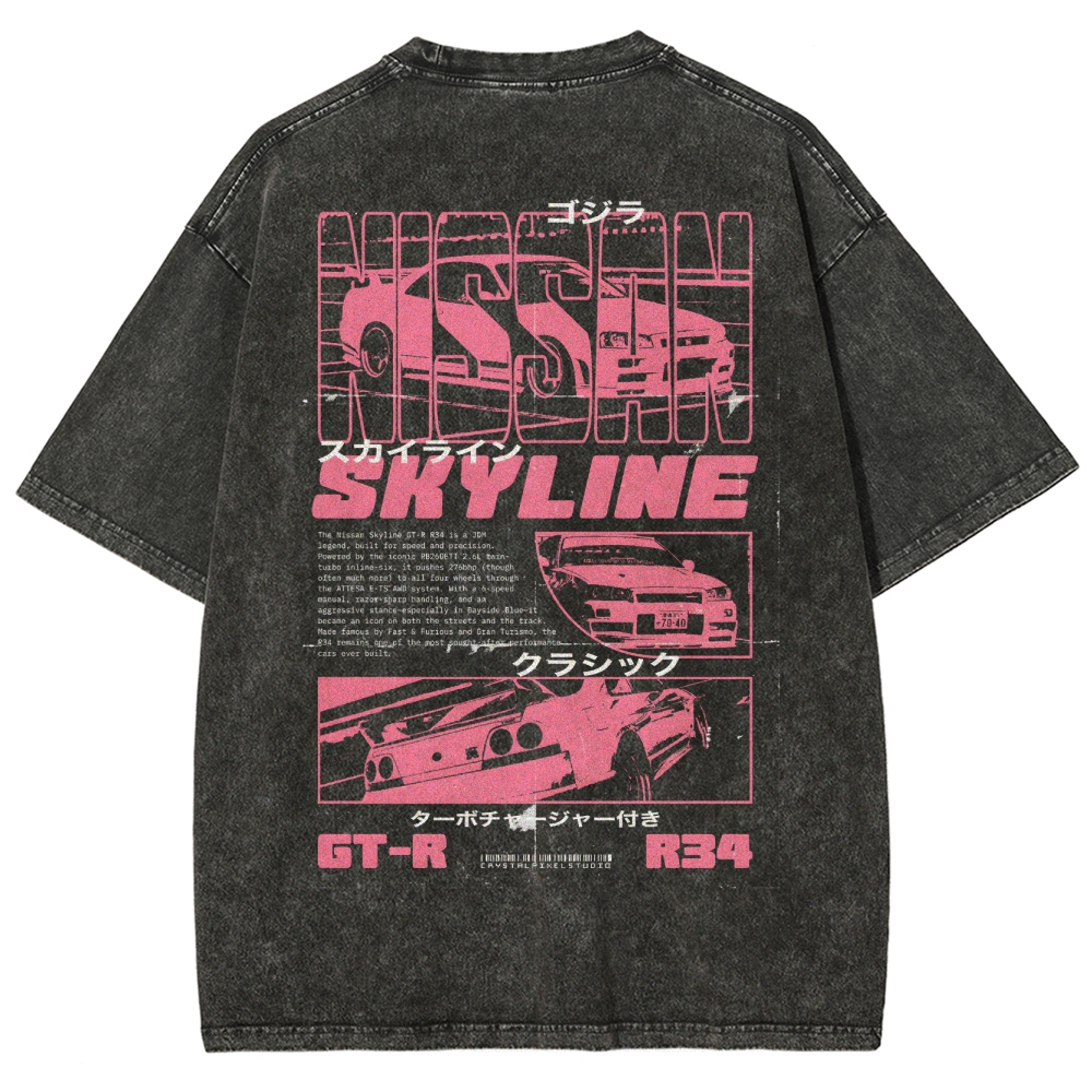 GT-R R34 Racing Unisex Fit Washed T-Shirt – Apexpitshop GT-R R34 Racing Unisex Fit Washed T-Shirt – Apexpitshop