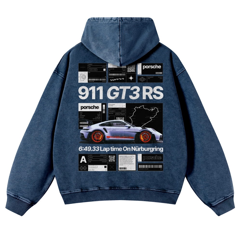 Nürburgring Racing Poster Unisex Fit Vintage Washed Hoodie