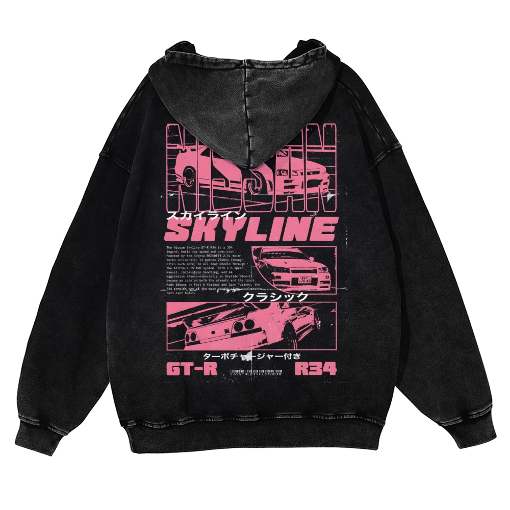 GT-R R34 Racing Unisex Fit Vintage Washed Hoodie – Apexpitshop