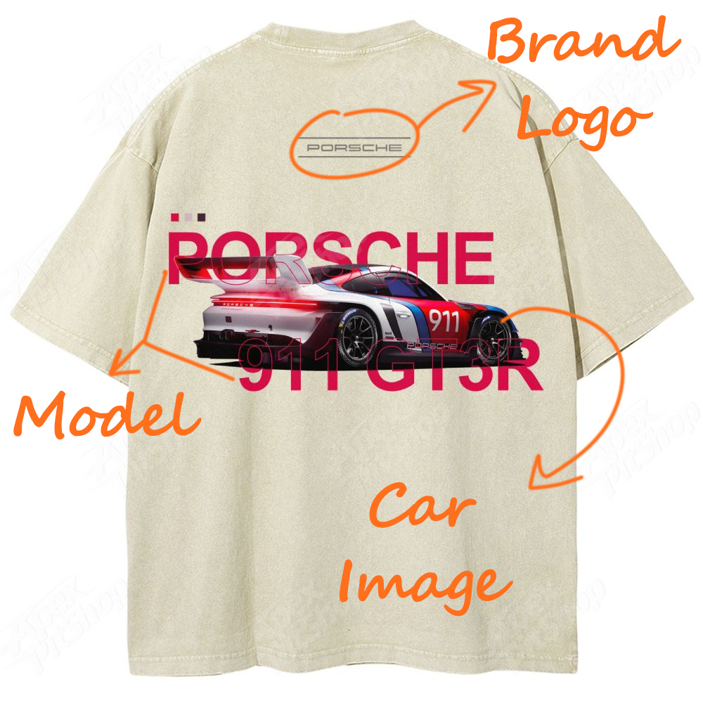 Custom Car Print T-Shirt · Show Your Uniqueness Unisex Fit Washed T-Shirt