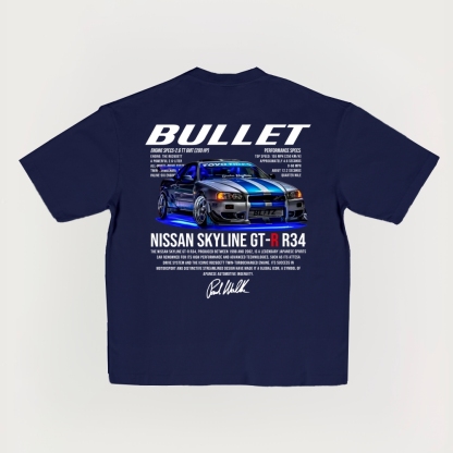Bullet Nissan Skyline Gt-R R34 Printed Unisex Cotton T-shirt