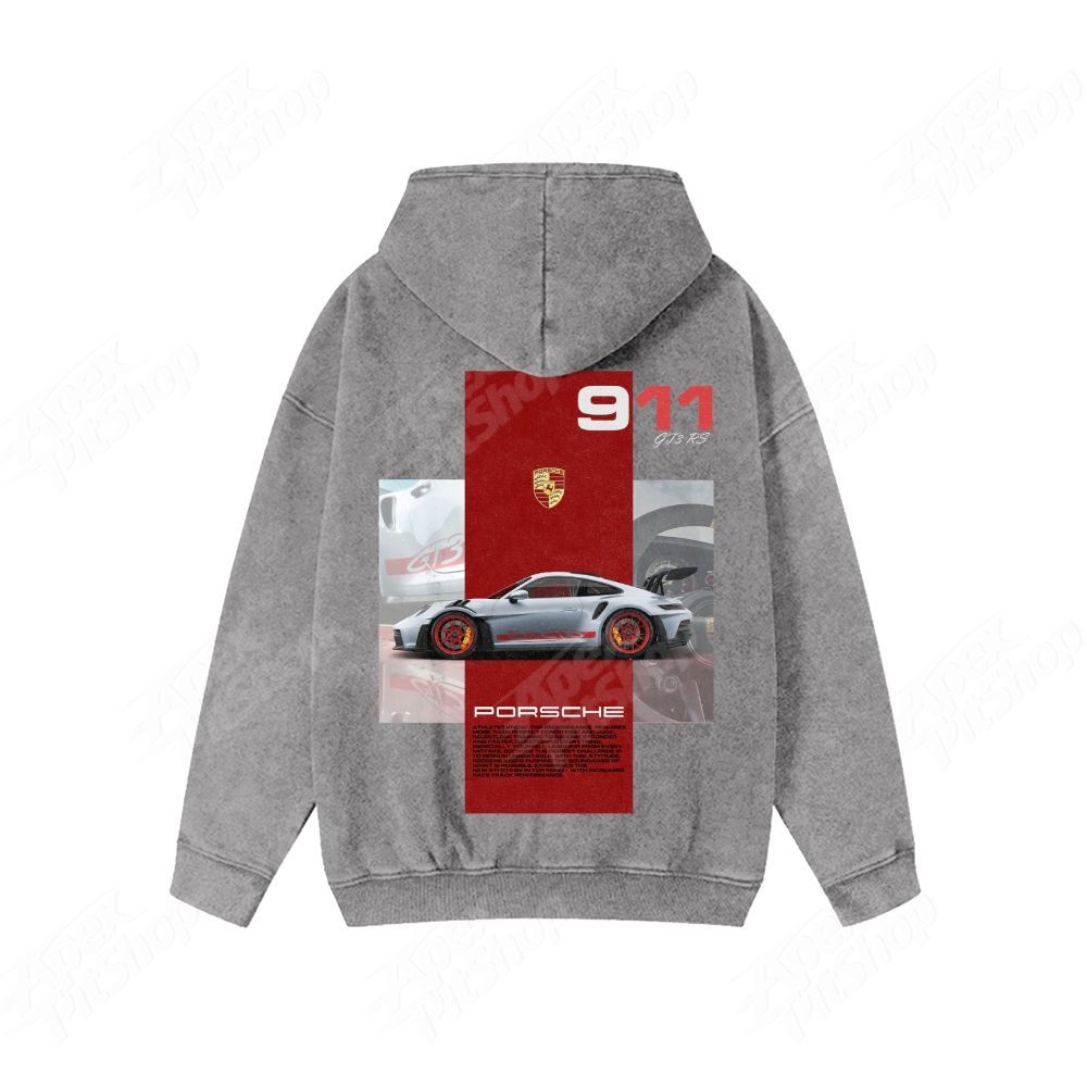 Unisex Washed Cotton Zipper Hooded Sweatshirt