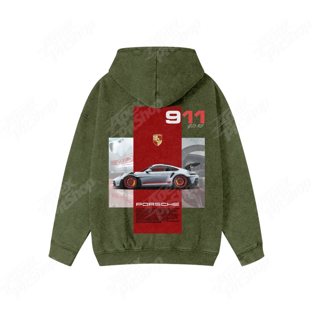 Unisex Washed Cotton Zipper Hooded Sweatshirt