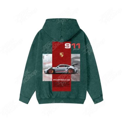 Unisex Washed Cotton Zipper Hooded Sweatshirt