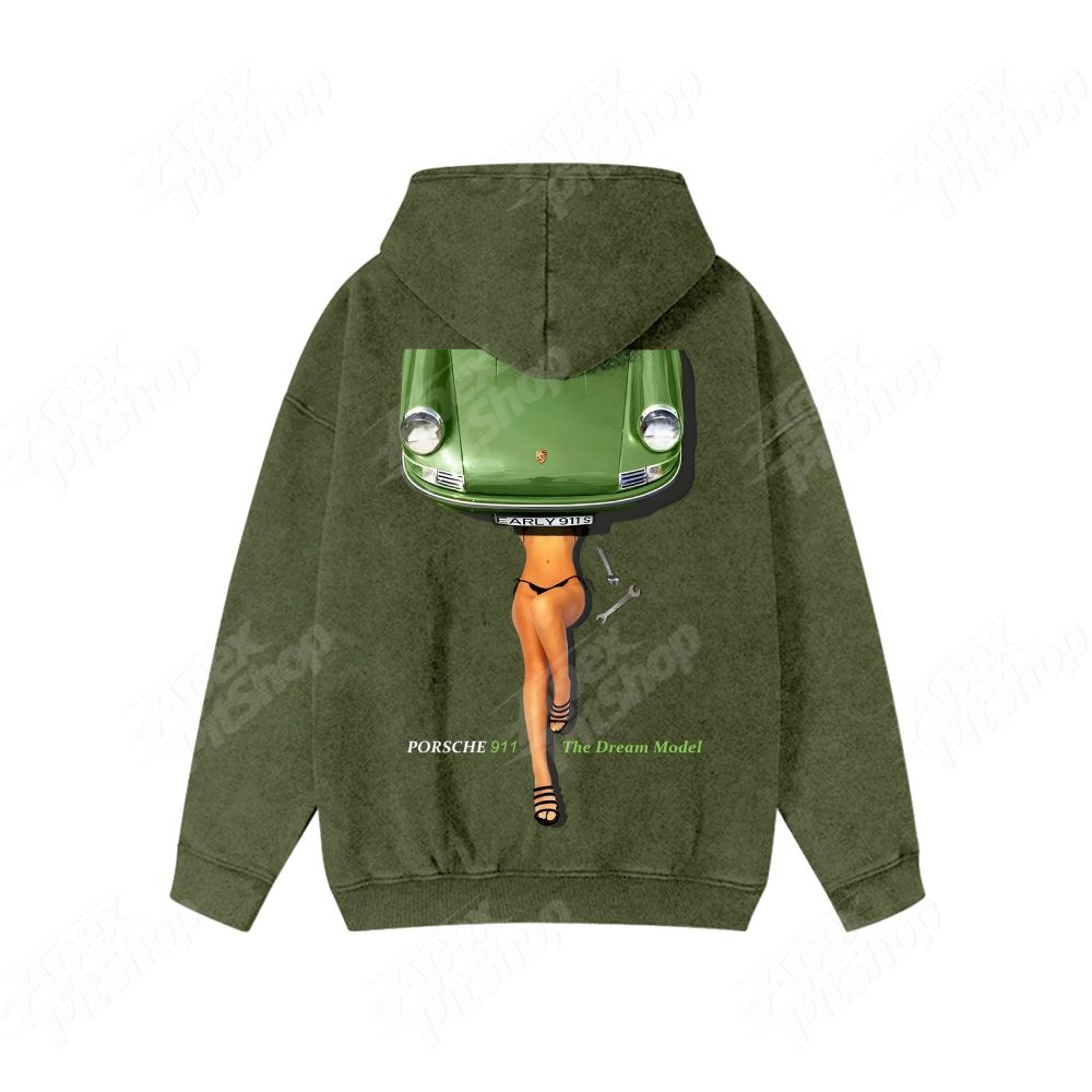 Zipper Shirt The Dream Model 911 Unisex Washed Cotton Zipper Hooded Sweatshirt