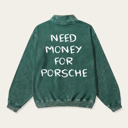 Need Money For 911 Unisex Multicolored Pure Washed Cotton Half-Zipper Pulloverr