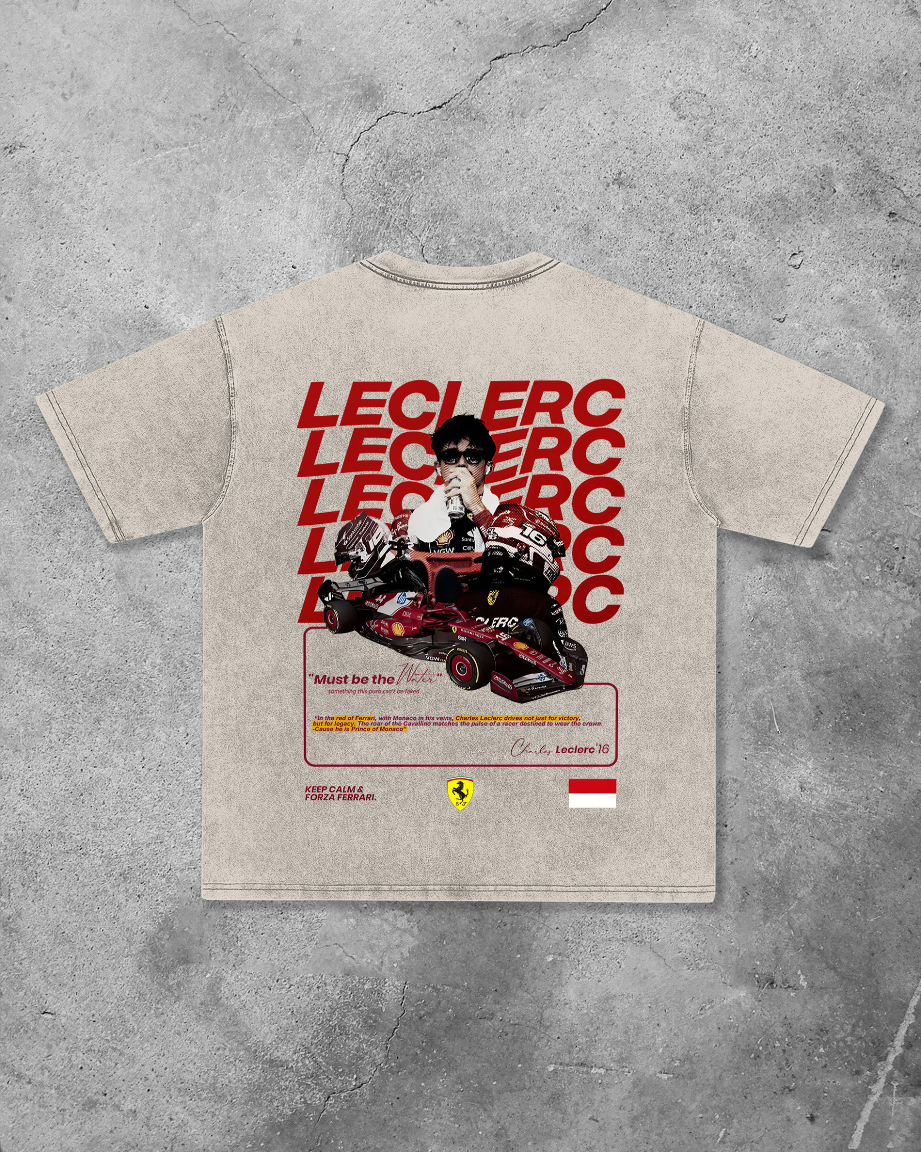 Charles Leclerc Printed Unisex Washed T-shirt