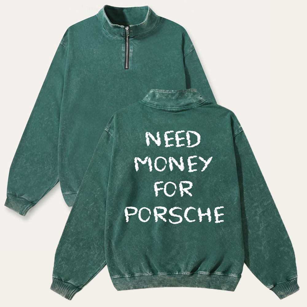 Need Money For 911 Unisex Multicolored Pure Washed Cotton Half-Zipper Pulloverr