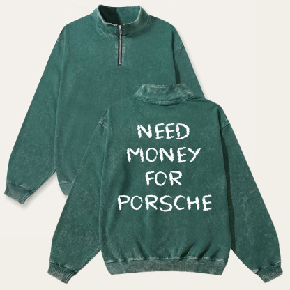 Need Money For 911 Unisex Multicolored Pure Washed Cotton Half-Zipper Pulloverr