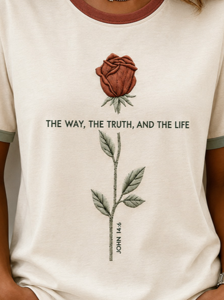 Casual Floral Crew Neck Short Sleeve T-shirt