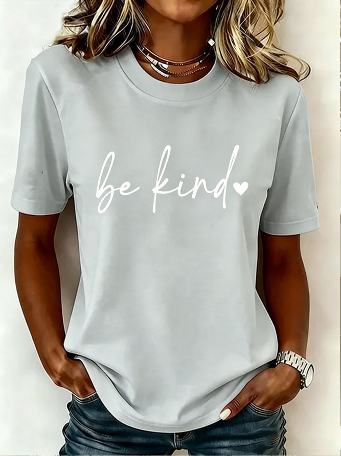 Casual Text Letters Crew Neck Short Sleeve T-shirt