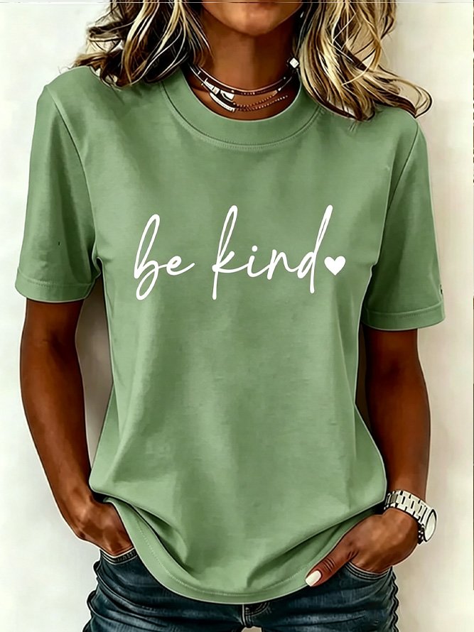 Casual Text Letters Crew Neck Short Sleeve T-shirt