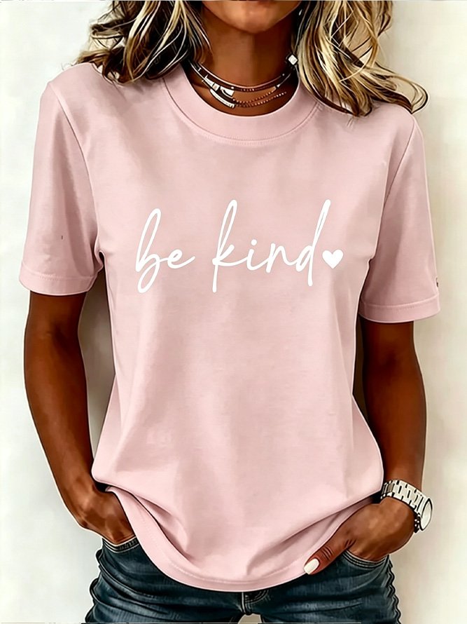 Casual Text Letters Crew Neck Short Sleeve T-shirt