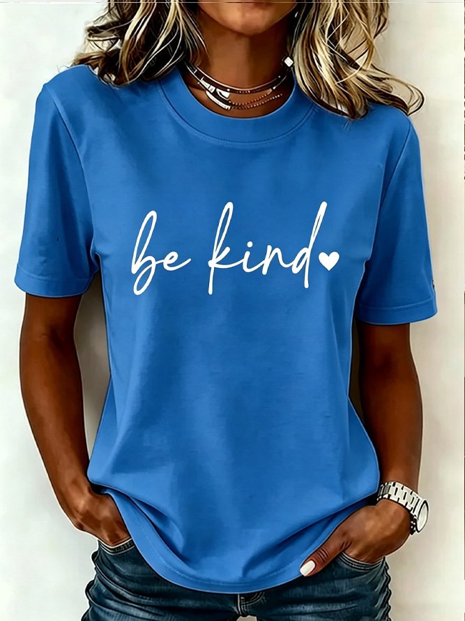 Casual Text Letters Crew Neck Short Sleeve T-shirt