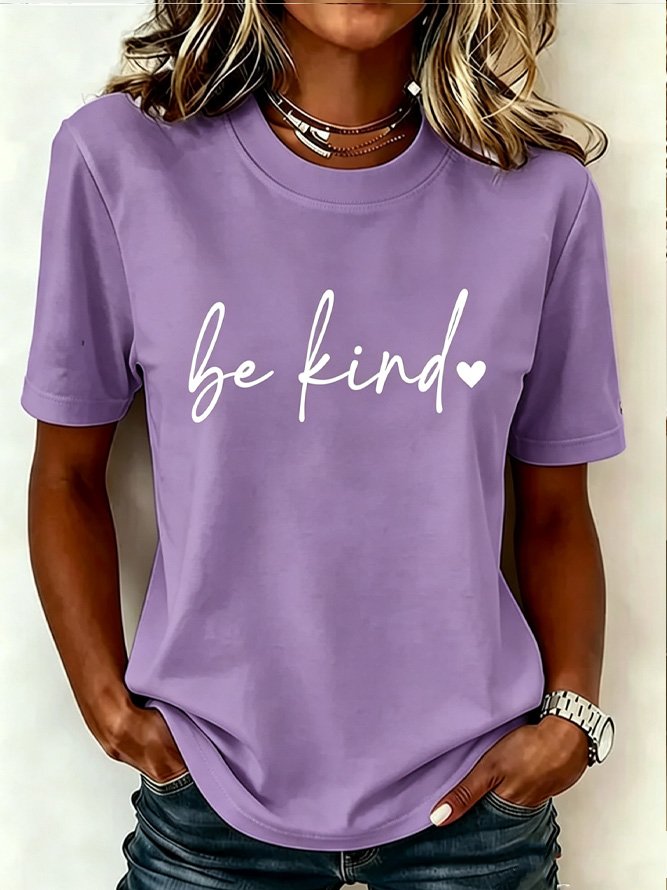 Casual Text Letters Crew Neck Short Sleeve T-shirt