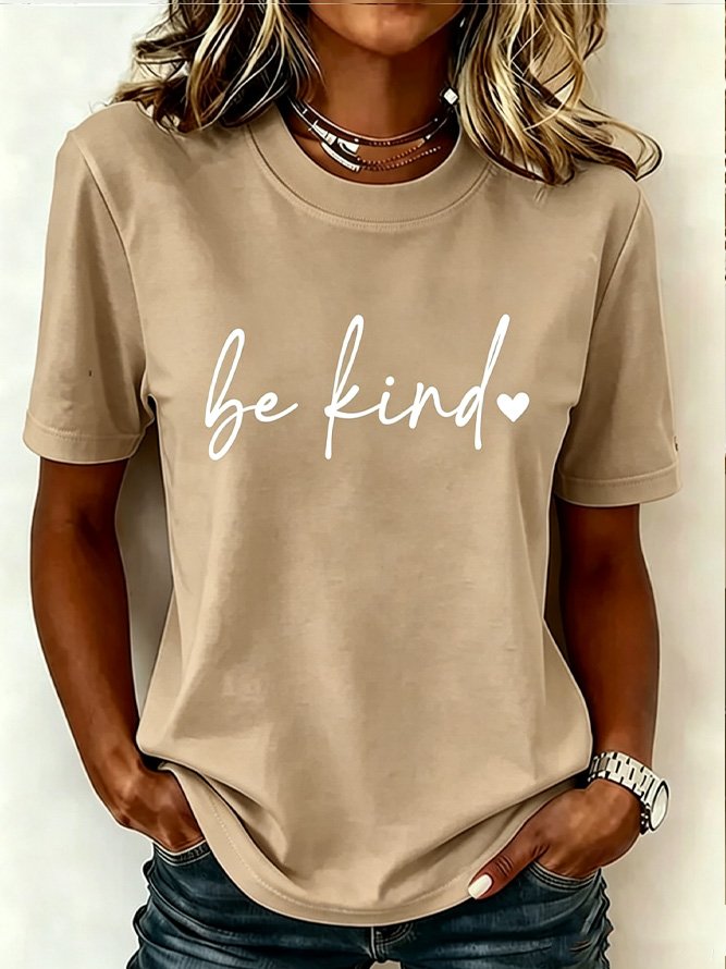 Casual Text Letters Crew Neck Short Sleeve T-shirt