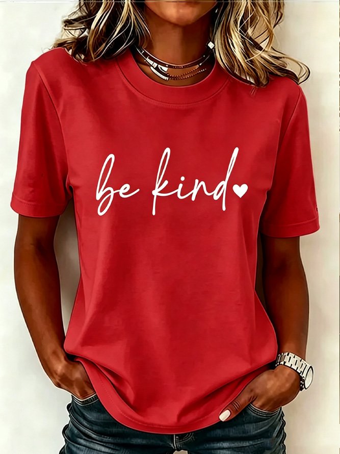 Casual Text Letters Crew Neck Short Sleeve T-shirt
