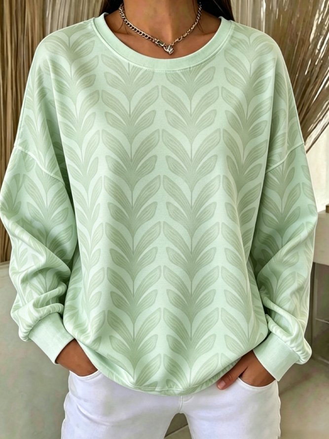 Casual Crew Neck Geometric Sweatshirt