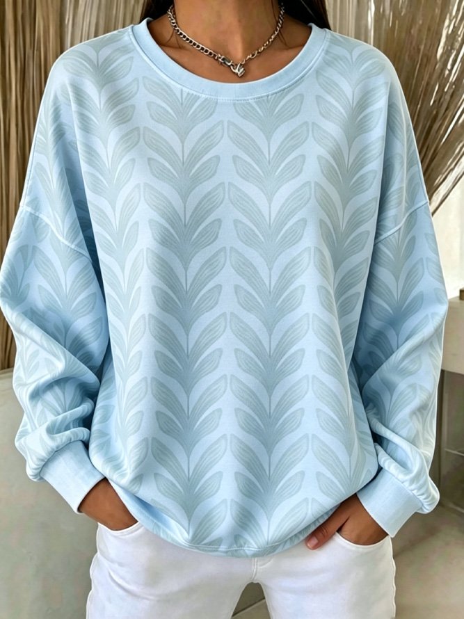 Casual Crew Neck Geometric Sweatshirt