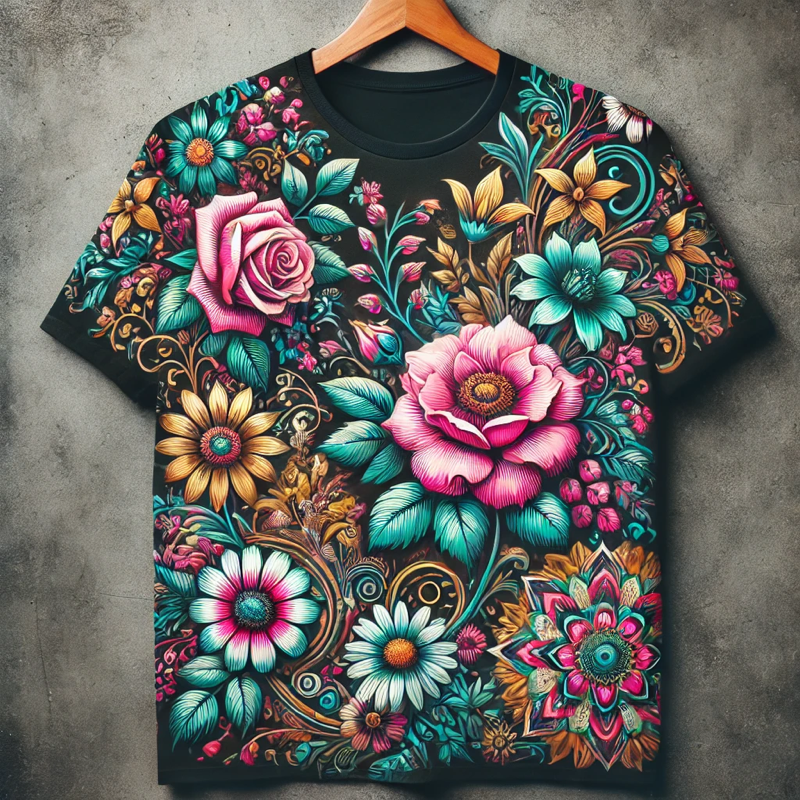 Vibrant Floral - Printed Men's/Unisex Short - Sleeve T - Shirt-10vision