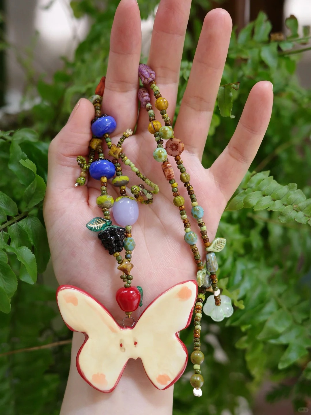 “Growing into a Flying Summer "Apple Butterfly Necklace