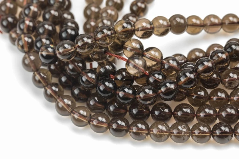 Natural Smokey Quartz beads, Round, Full Strand,