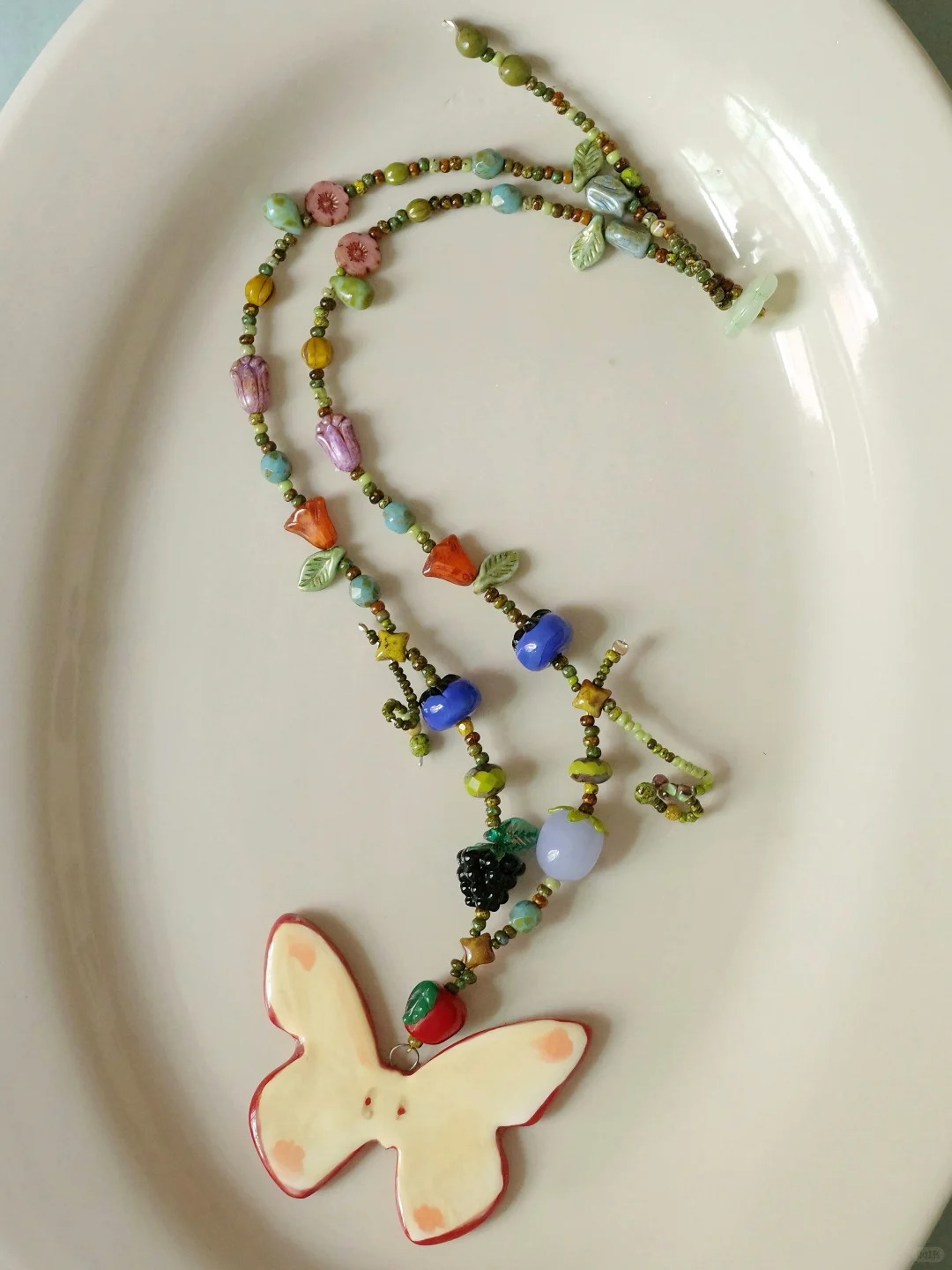 “Growing into a Flying Summer "Apple Butterfly Necklace