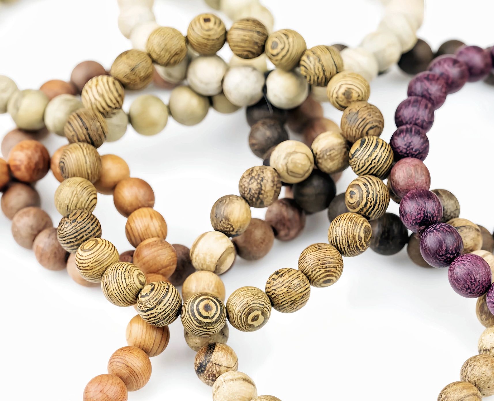 ‌8mm Stackable Matte Finish Wooden Bracelets – Handmade with Strong Cloth Elastic – (Wholesale: 6pcs/order)