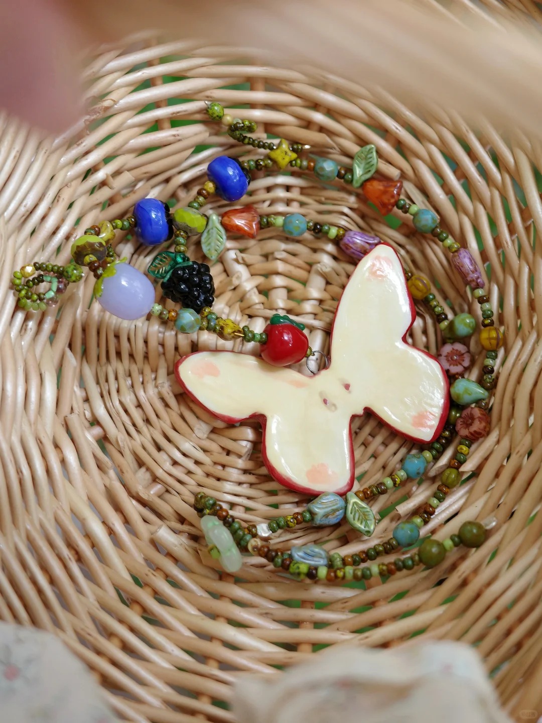“Growing into a Flying Summer "Apple Butterfly Necklace