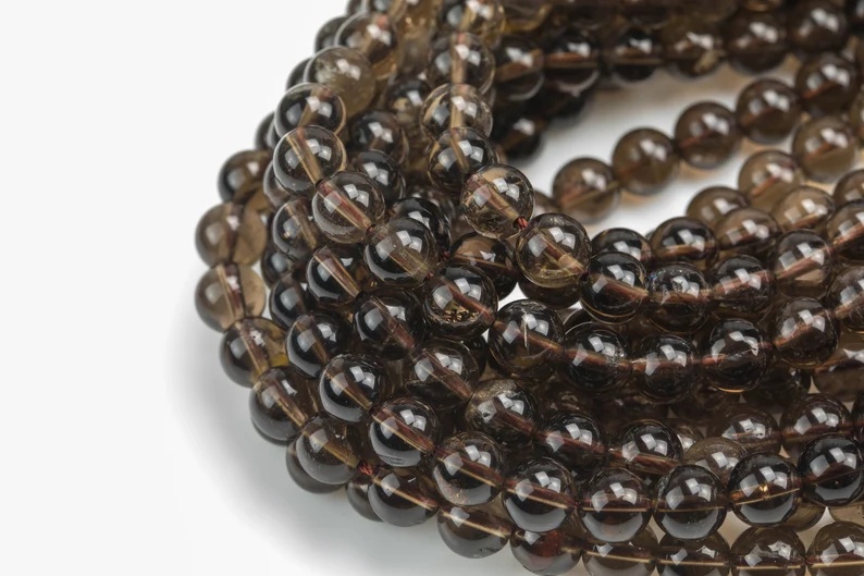 Natural Smokey Quartz beads, Round, Full Strand,