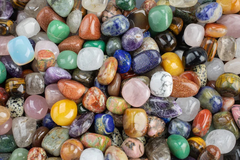 Premium Crystals Tumbled Gemstone Stones Beautifully Mixed Chakra Stones Natural Carnelian Rose Quartz Green Aventurine