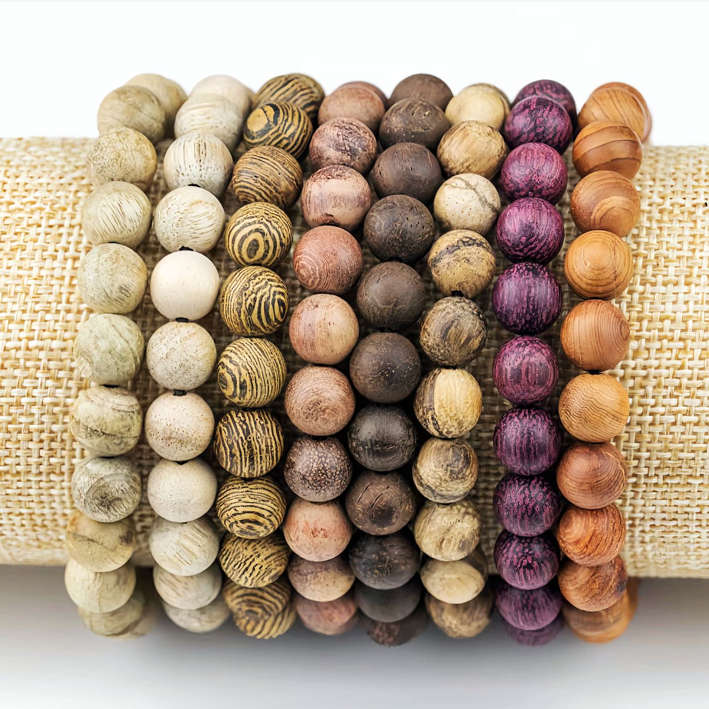‌8mm Stackable Matte Finish Wooden Bracelets – Handmade with Strong Cloth Elastic – (Wholesale: 6pcs/order)