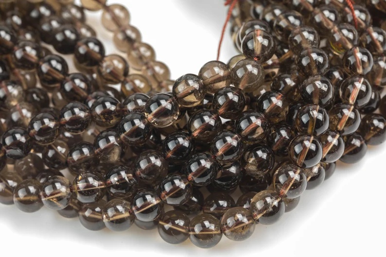 Natural Smokey Quartz beads, Round, Full Strand,