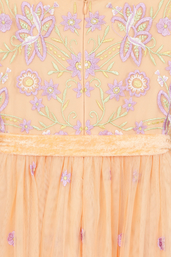 Almond Floral Embroidered Maxi Dress