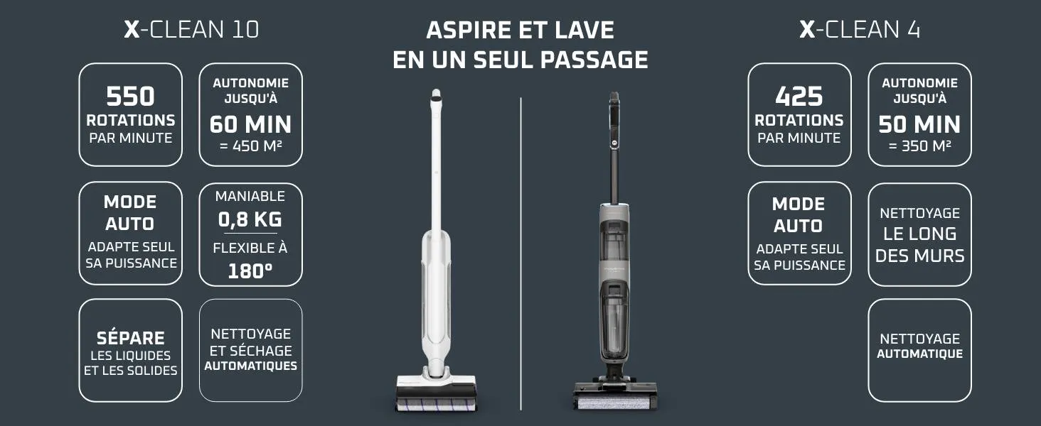Comparatif Rowenta X Clean 10 et X Clean 4