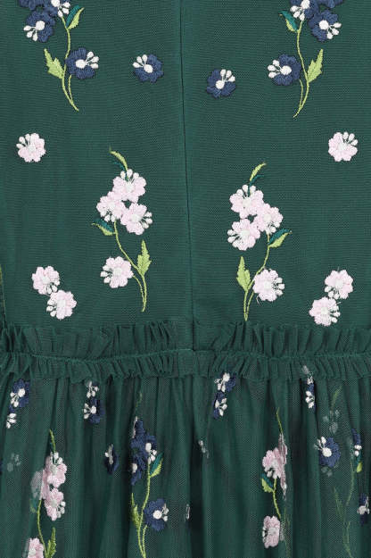 Alpine Green Floral Embroidered Maxi Dress